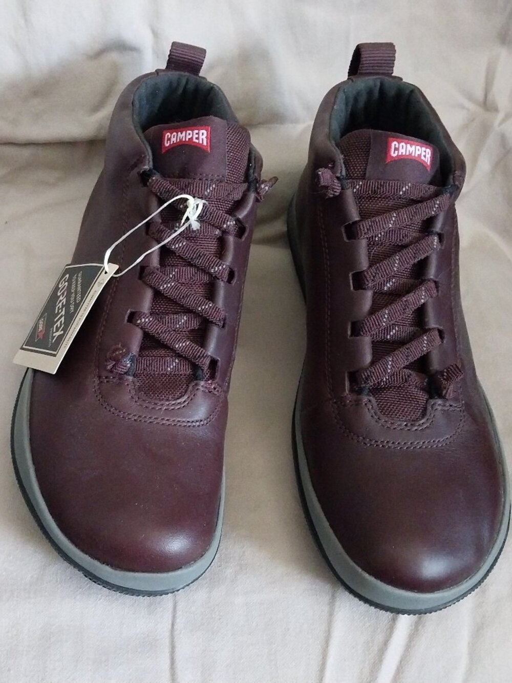 New Camper Peu Pista GORE-TEX Burgundy leather sneakers for women size 10